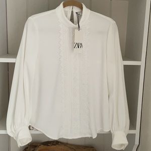 Beautiful White Zara Blouse Size Small NWT